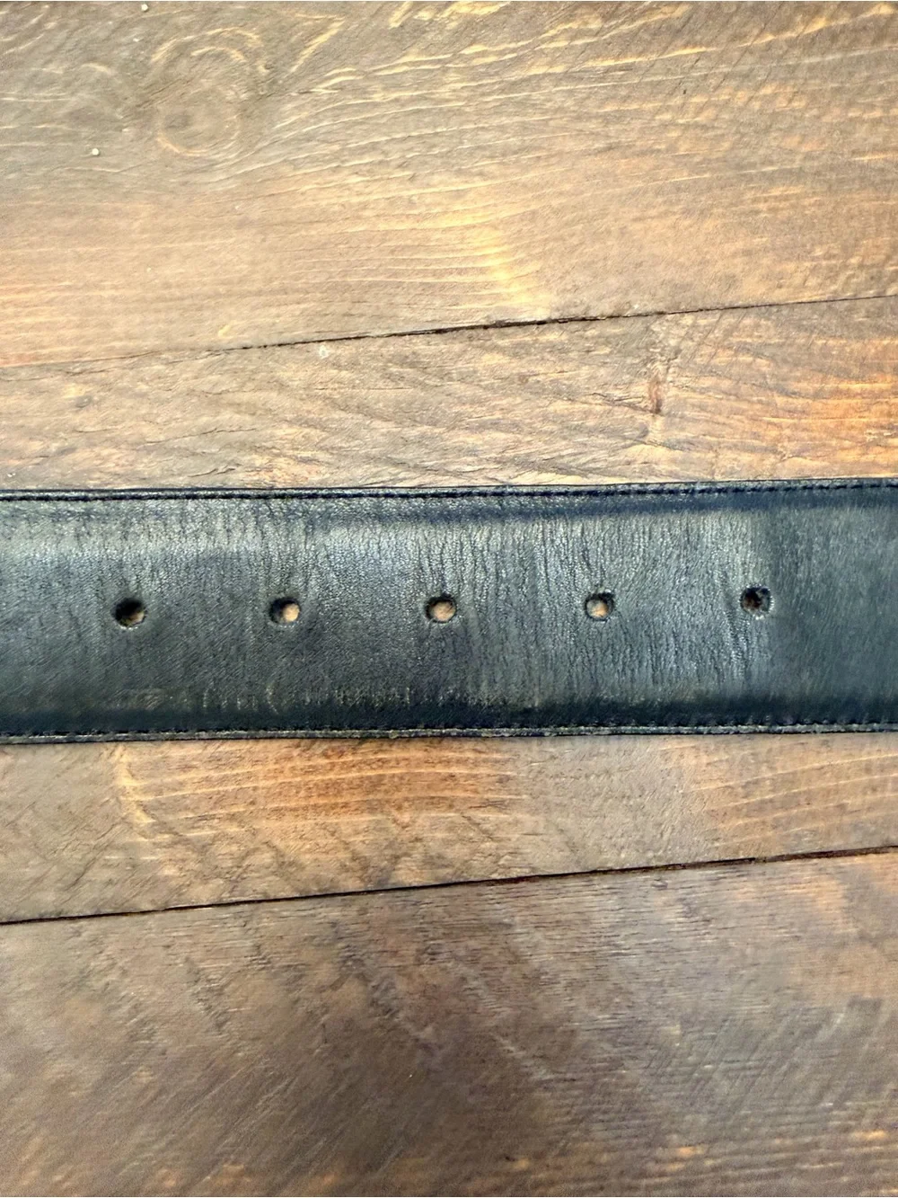 Vintage 1995 Brighton Black Leather Square Buckle Belt Size L 49403 Distressed